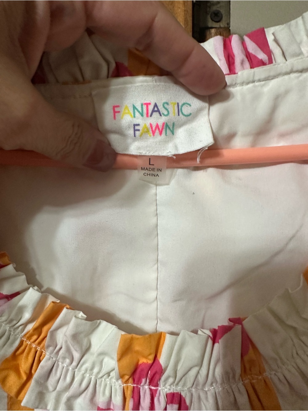 Fantastic Fawn Floral Stripe Ruffle Puff Sleeve Dress L - Picture 5 of 5